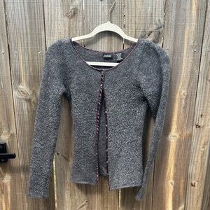 Vintage Indeed Kid Mohair blend Gray Women's Sweater Cardigan Size Small